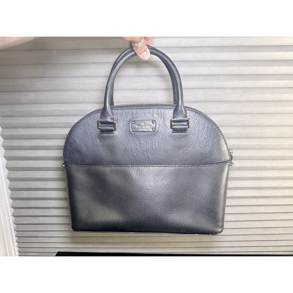 Kate Spade New York Black Pebbled Leather Satchel Crossbody Bag Convertible